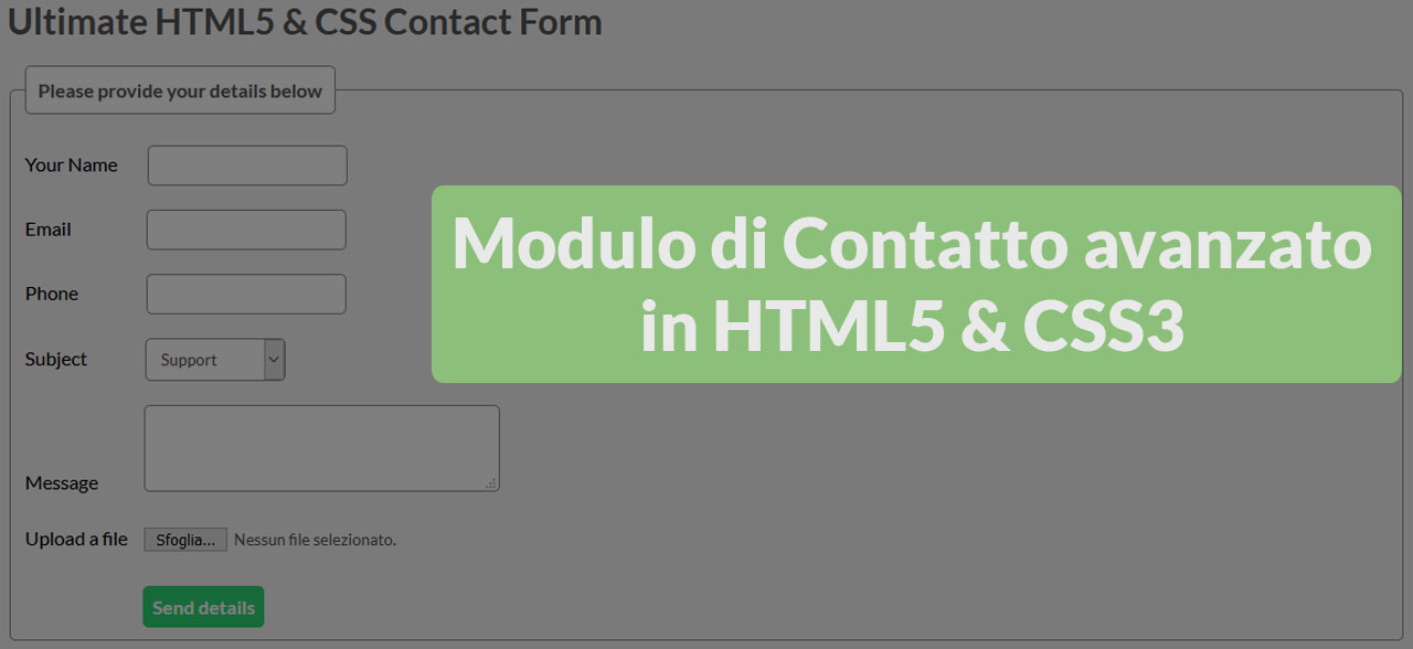Esempio form di contatto HTML5 & CSS3