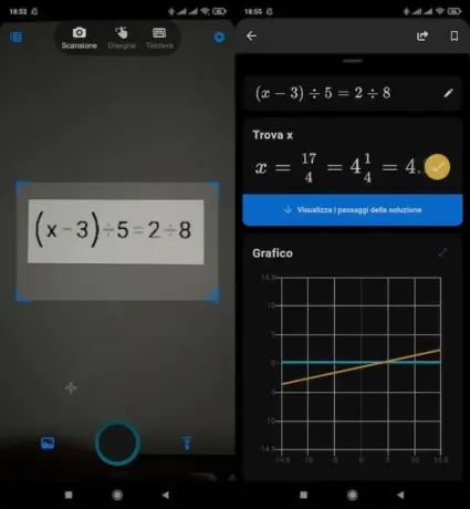 Microsoft Math Solver app per espressioni